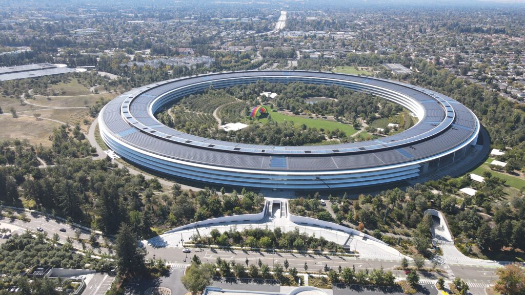 Drone photo of Apple Park campus in 2022