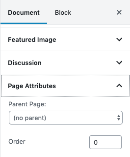 WordPress Parent Page screen shot