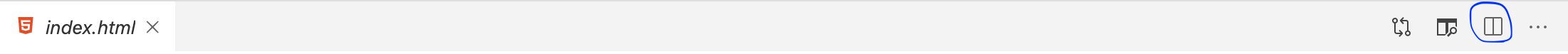 The editor's navigation bar with the split editor icon circled.