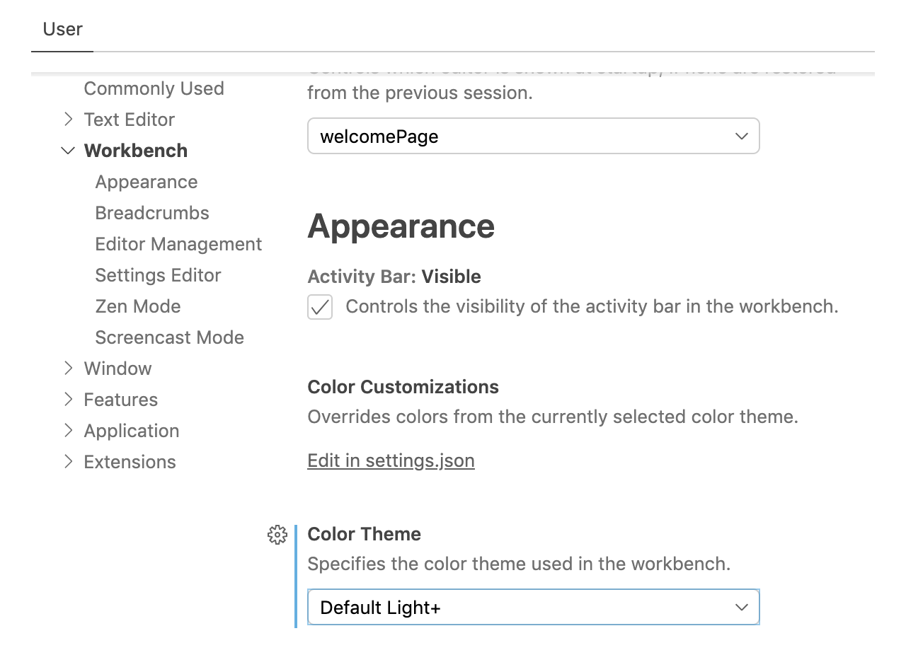 In Visual Studio Code Setting, in the Appearance Section, the Color Theme has been changed to Default Light+.