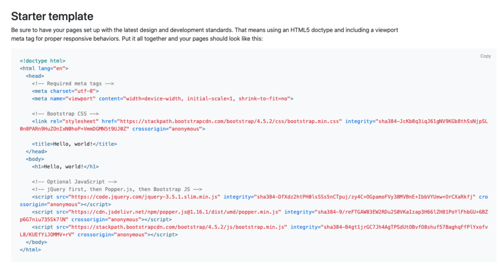 Bootstrap Starter Template – Web Development