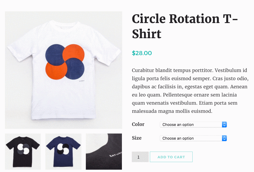 GIF image of a clothing store using the WooCommerce plugin.