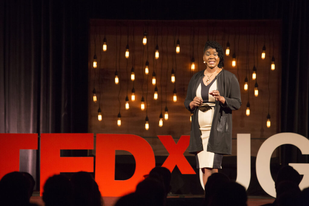 Caree Cotwright on stage at TEDxUGA 2016